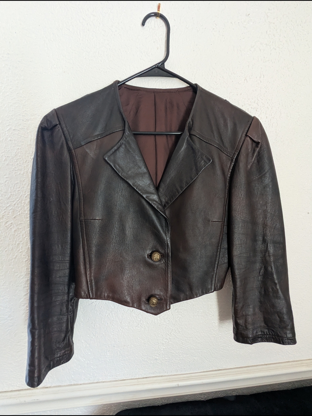 Classic Women's Brown Leather Crop Jacket